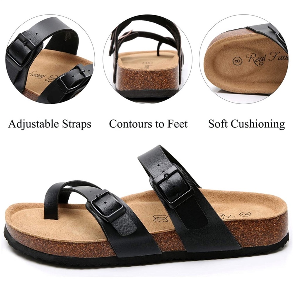 Men Toe Ring Flat Leather Sandals - image 5